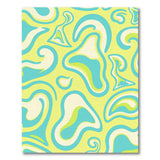 Vibrant Yellow Teal Abstract Wave Area Rug