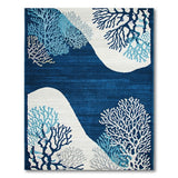Navy Blue Coral Reef Coastal Area Rug