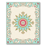 Teal Pink Floral Medallion Persian Area Rug
