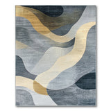 Abstract Navy Grey Gold Wave Area Rug