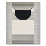 Modern Semicircle Geometric Black White Area Rug