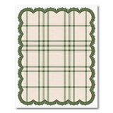 Green Gingham Plaid Rug with Scalloped Border