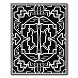 Black White Intricate Geometric Tribal Rug