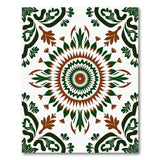 Green Sunburst Floral Medallion Rug