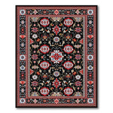 Black Ground Red Floral Persian Area Rug