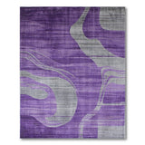 Purple Grey Abstract Wave Area Rug