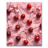 Cherry Bow Pink Faux Fur Area Rug