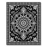 Ornate Traditional Persian Ornate Black White Mandala Persian Rug