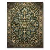Emerald Persian Floral Area Rug with Gold Borders