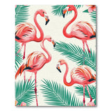 Multi-color and Patterns Pink Flamingo Palm Leaf Area Rug