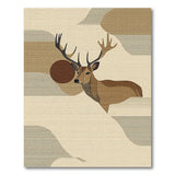Serene Deer Silhouette Beige Abstract Rug