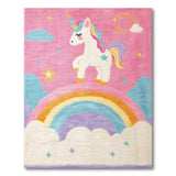 Unicorn Rainbow Pink Kids Area Rug