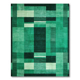 Emerald Green Geometric Block Area Rug