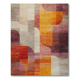 Warm Toned Geometric Abstract Area Rug