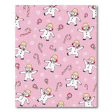 Festive Pink Cartoon Snowmen Candy Cane Rug