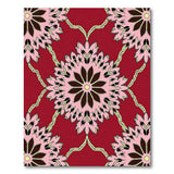 Red Pink Floral Damask Area Rug