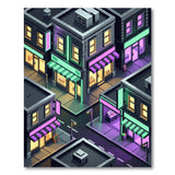 Neon Pixel City Street Area Rug