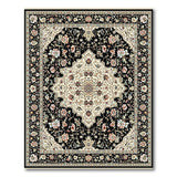 Black Persian Floral Medallion Area Rug