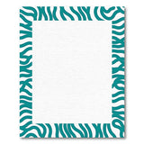 Teal Zebra Stripe Border Area Rug