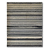 Bold Black White Striped Woven Kilim Rug