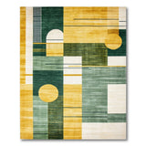Modern Geometric Green Gold Abstract Area Rug