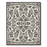 Ornate Black Floral Beige Area Rug