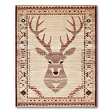 Tribal Deer Head Southwestern Area Rug