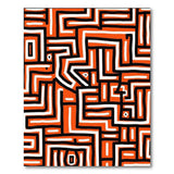 Vibrant Orange Maze Geometric Area Rug