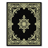 Ornate Gold Floral Medallion Area Rug on Black