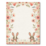 Charming Bunny Pair Pink Floral Border Rug