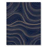 Navy Abstract Wave Area Rug with Gold Lines