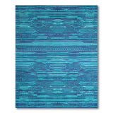 Blue Teal Striped Geometric Area Rug