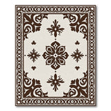 Ornate Brown Floral Border Area Rug