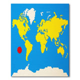Pixelated World Map Area Rug with Red Explorer Dot