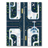 ODIKA Washable Kids Airport Play Mat Rug - Low Pile Non-Slip City Map Area Rug for Playroom & Bedroom
