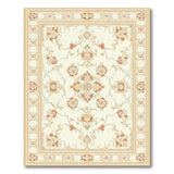 Beige and Neutral Traditional Persian Ivory Persian Floral Medallion Rug