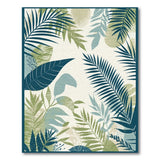 ODIKA Washable Tropical Palm Leaf Area Rug - Low Pile Non-Slip Botanical Teal Rug