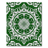 Green Mandala Area Rug with Stylized Fish Motifs