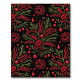 Red Holly Berry Fern Pattern Area Rug