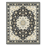 Black and White Black Ivory Persian Medallion Area Rug