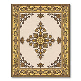 Gold and Silver Ornate Gold Medallion Beige Area Rug