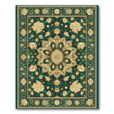 Teal Green Gold Mandala Persian Area Rug