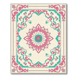 Multi-color and Patterns Ornate Pink Teal Floral Medallion Rug