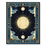 Ornate Celestial Sunburst Area Rug with Moons Stars