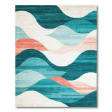 Teal Wave Coastal Blue and Teal Area Rug