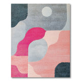 Abstract Pink Grey Geometric Modern Area Rug