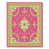 Opulent Pink Gold Baroque Area Rug
