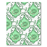 Green Swirling Floral Teardrop Area Rug
