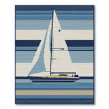 Striped Sailboat Nautical Area Rug