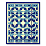 Navy Blue Teal Geometric Star Area Rug